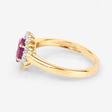 Load image into Gallery viewer, 1.01 Carat Genuine Ruby and White Diamond 10K Yellow Gold Ring