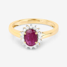 Load image into Gallery viewer, 1.01 Carat Genuine Ruby and White Diamond 10K Yellow Gold Ring