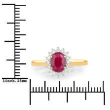 Load image into Gallery viewer, 1.01 Carat Genuine Ruby and White Diamond 10K Yellow Gold Ring