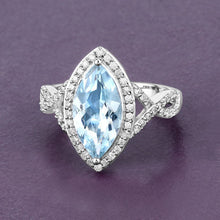 Load image into Gallery viewer, 2.24 Carat Genuine Aquamarine and White Diamond 14K White Gold Ring