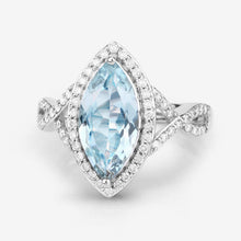 Load image into Gallery viewer, 2.24 Carat Genuine Aquamarine and White Diamond 14K White Gold Ring