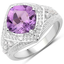 Load image into Gallery viewer, 2.82 Carat Genuine Amethyst and White Topaz .925 Sterling Silver Ring