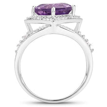 Load image into Gallery viewer, 2.82 Carat Genuine Amethyst and White Topaz .925 Sterling Silver Ring