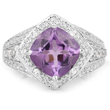 Load image into Gallery viewer, 2.82 Carat Genuine Amethyst and White Topaz .925 Sterling Silver Ring