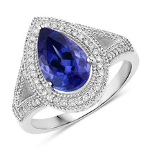 Load image into Gallery viewer, 2.60 Carat Genuine Tanzanite and White Diamond 14K White Gold Ring