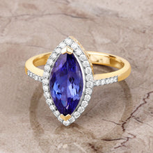 Load image into Gallery viewer, 2.33 Carat Genuine Tanzanite and White Diamond 14K Yellow Gold Ring