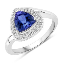Load image into Gallery viewer, 1.48 Carat Genuine Tanzanite and White Diamond 14K White Gold Ring