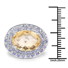 Load image into Gallery viewer, 5.78 Carat Genuine Citrine and Tanzanite .925 Sterling Silver Ring