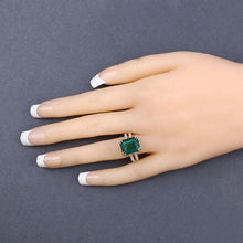 将图片加载到图库查看器,IGI Certified 8.49 Carat Genuine Zambian Emerald and White Diamond 14K Yellow Gold Ring