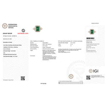 Load image into Gallery viewer, IGI Certified 2.87 Carat Genuine Zambian Emerald and White Diamond 14K Yellow Gold Ring