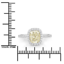 Load image into Gallery viewer, IGI Certified 2.05 Carat Genuine Light Yellow Diamond Center and 0.29cttw White Diamond 18K White Gold Ring (2.34cttw)