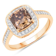Load image into Gallery viewer, IGI Certified 2.19 Carat Genuine Brown Diamond Center and 0.36cttw White Diamond 18K Yellow Gold Ring (2.55cttw)