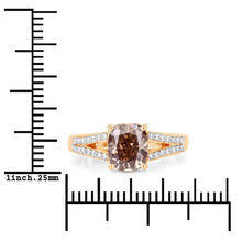 Load image into Gallery viewer, IGI Certified 2.02 Carat Genuine Brown Diamond Center and 0.22cttw White Diamond 18K Yellow Gold Ring (2.24cttw)