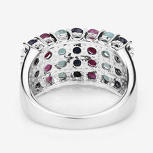 Load image into Gallery viewer, "3.40 Carat Genuine Emerald, Ruby and Black Sapphire .925 Sterling Silver Ring