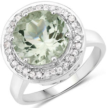 Load image into Gallery viewer, 4.94 Carat Genuine Green Amethyst and White Topaz .925 Sterling Silver Ring