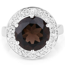 Load image into Gallery viewer, 4.52 Carat Genuine Smoky Quartz and White Topaz .925 Sterling Silver Ring