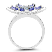 Load image into Gallery viewer, 1.34 Carat Genuine Aquamarine and Tanzanite .925 Sterling Silver Ring