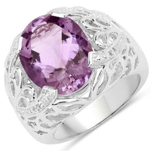 Load image into Gallery viewer, 8.24 Carat Genuine Amethyst and White Topaz .925 Sterling Silver Ring