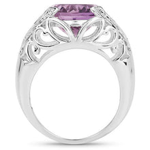 Load image into Gallery viewer, 8.24 Carat Genuine Amethyst and White Topaz .925 Sterling Silver Ring