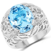 Load image into Gallery viewer, 11.29 Carat Genuine Blue Topaz and White Topaz .925 Sterling Silver Ring