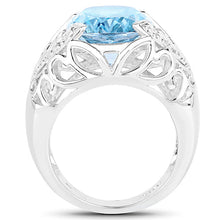 Load image into Gallery viewer, 11.29 Carat Genuine Blue Topaz and White Topaz .925 Sterling Silver Ring