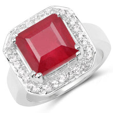 Load image into Gallery viewer, 6.36 Carat Glass Filled Ruby and White Topaz .925 Sterling Silver Ring