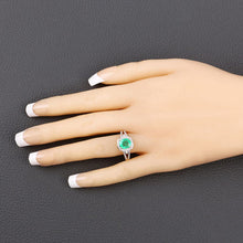 将图片加载到图库查看器,1.65 Carat Genuine Ethiopian Emerald and White Diamond 14K Yellow Gold Ring