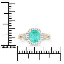 将图片加载到图库查看器,1.65 Carat Genuine Ethiopian Emerald and White Diamond 14K Yellow Gold Ring