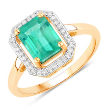 Load image into Gallery viewer, 1.62 Carat Genuine Ethiopian Emerald and White Diamond 14K Yellow Gold Ring