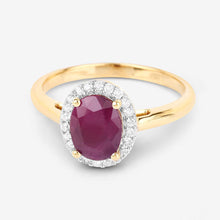 Load image into Gallery viewer, 1.59 Carat Genuine Ruby and White Diamond 10K Yellow Gold Ring