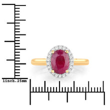 Load image into Gallery viewer, 1.59 Carat Genuine Ruby and White Diamond 10K Yellow Gold Ring