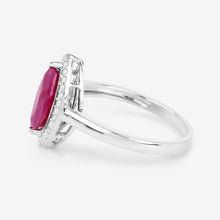 Load image into Gallery viewer, 1.52 Carat Genuine Ruby and White Diamond 10K White Gold Ring