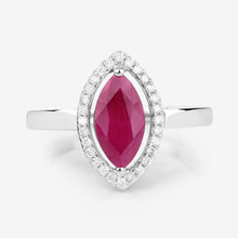 Load image into Gallery viewer, 1.52 Carat Genuine Ruby and White Diamond 10K White Gold Ring
