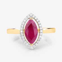 将图片加载到图库查看器,1.52 Carat Genuine Ruby and White Diamond 10K Yellow Gold Ring