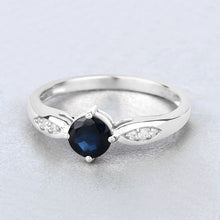 Load image into Gallery viewer, 0.89 Carat Genuine Blue Sapphire and White Diamond 10K White Gold Ring
