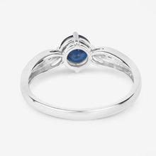 Load image into Gallery viewer, 0.89 Carat Genuine Blue Sapphire and White Diamond 10K White Gold Ring