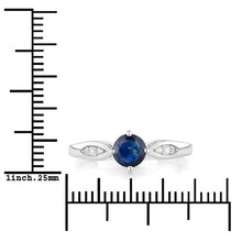 Load image into Gallery viewer, 0.89 Carat Genuine Blue Sapphire and White Diamond 10K White Gold Ring