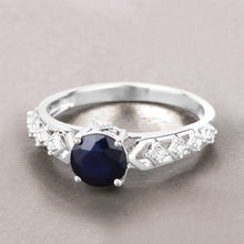 将图片加载到图库查看器,1.13 Carat Genuine Blue Sapphire and White Diamond 10K White Gold Ring