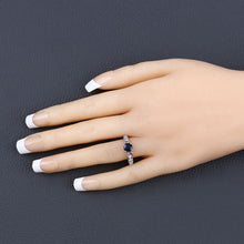 将图片加载到图库查看器,1.13 Carat Genuine Blue Sapphire and White Diamond 10K White Gold Ring
