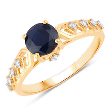 Load image into Gallery viewer, 1.13 Carat Genuine Blue Sapphire and White Diamond 10K Yellow Gold Ring