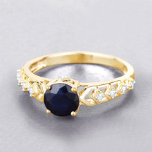 Load image into Gallery viewer, 1.13 Carat Genuine Blue Sapphire and White Diamond 10K Yellow Gold Ring