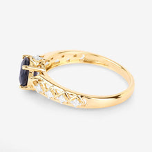 Load image into Gallery viewer, 1.13 Carat Genuine Blue Sapphire and White Diamond 10K Yellow Gold Ring