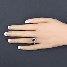 Load image into Gallery viewer, 1.34 Carat Genuine Blue Sapphire and White Diamond 10K White Gold Ring