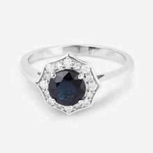 Load image into Gallery viewer, 1.34 Carat Genuine Blue Sapphire and White Diamond 10K White Gold Ring