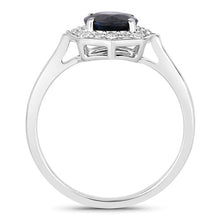 Load image into Gallery viewer, 1.34 Carat Genuine Blue Sapphire and White Diamond 10K White Gold Ring