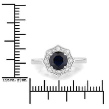 Load image into Gallery viewer, 1.34 Carat Genuine Blue Sapphire and White Diamond 10K White Gold Ring