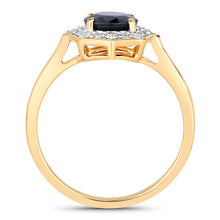 Load image into Gallery viewer, 1.34 Carat Genuine Blue Sapphire and White Diamond 10K Yellow Gold Ring