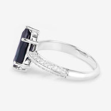 Load image into Gallery viewer, 2.39 Carat Genuine Blue Sapphire and White Diamond 10K White Gold Ring