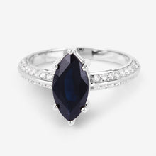 Load image into Gallery viewer, 2.39 Carat Genuine Blue Sapphire and White Diamond 10K White Gold Ring