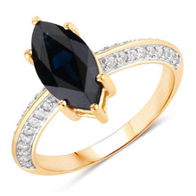 Load image into Gallery viewer, 2.39 Carat Genuine Blue Sapphire and White Diamond 10K Yellow Gold Ring